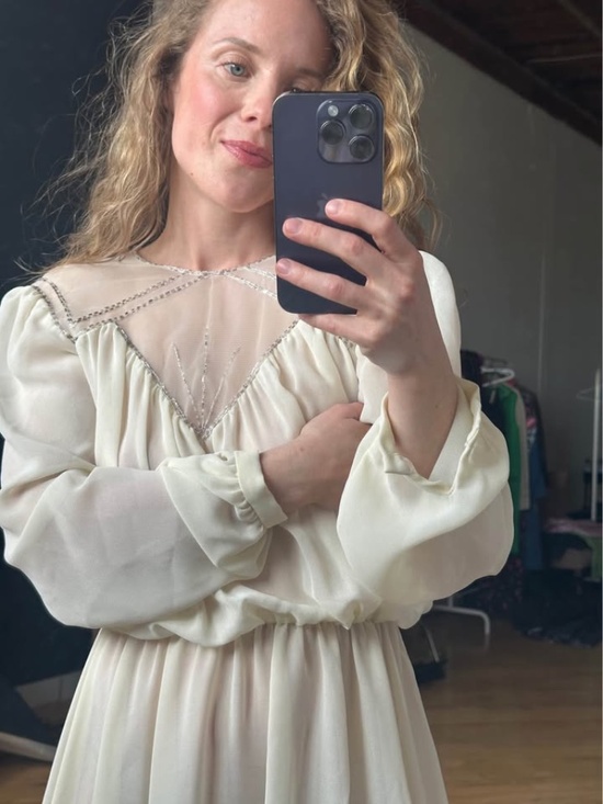 Vintage Dresses & Skirts - Vintage white beaded dress